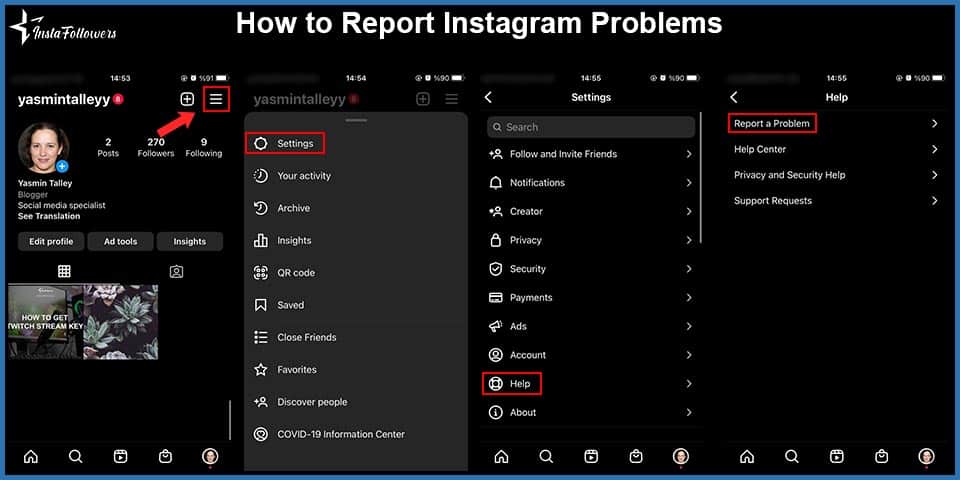 how to report instagram problems