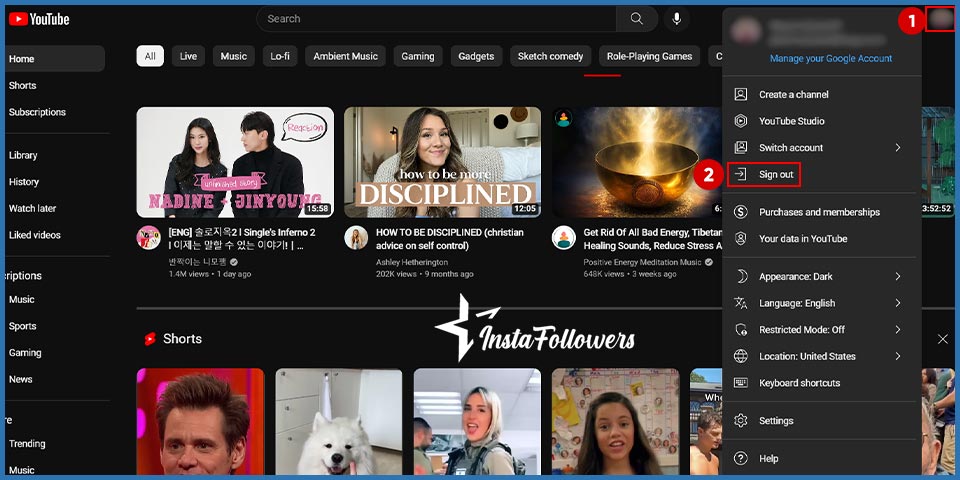 how to sign out of youtube on desktop